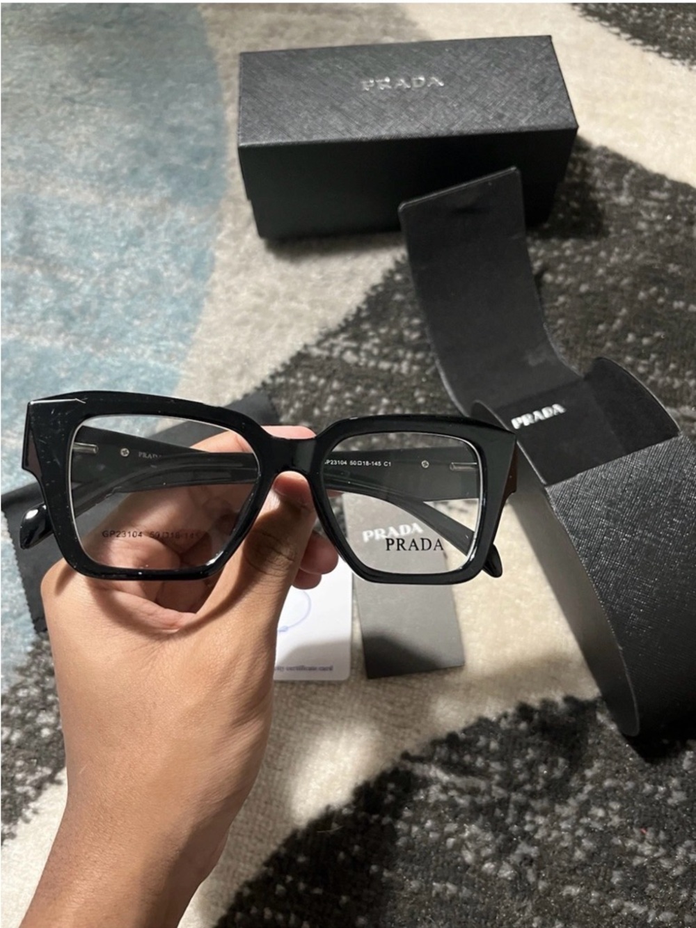 PRADA GP23104 Square Eyeglasses Black Plastic
Full Rim 50-18-145
Designer